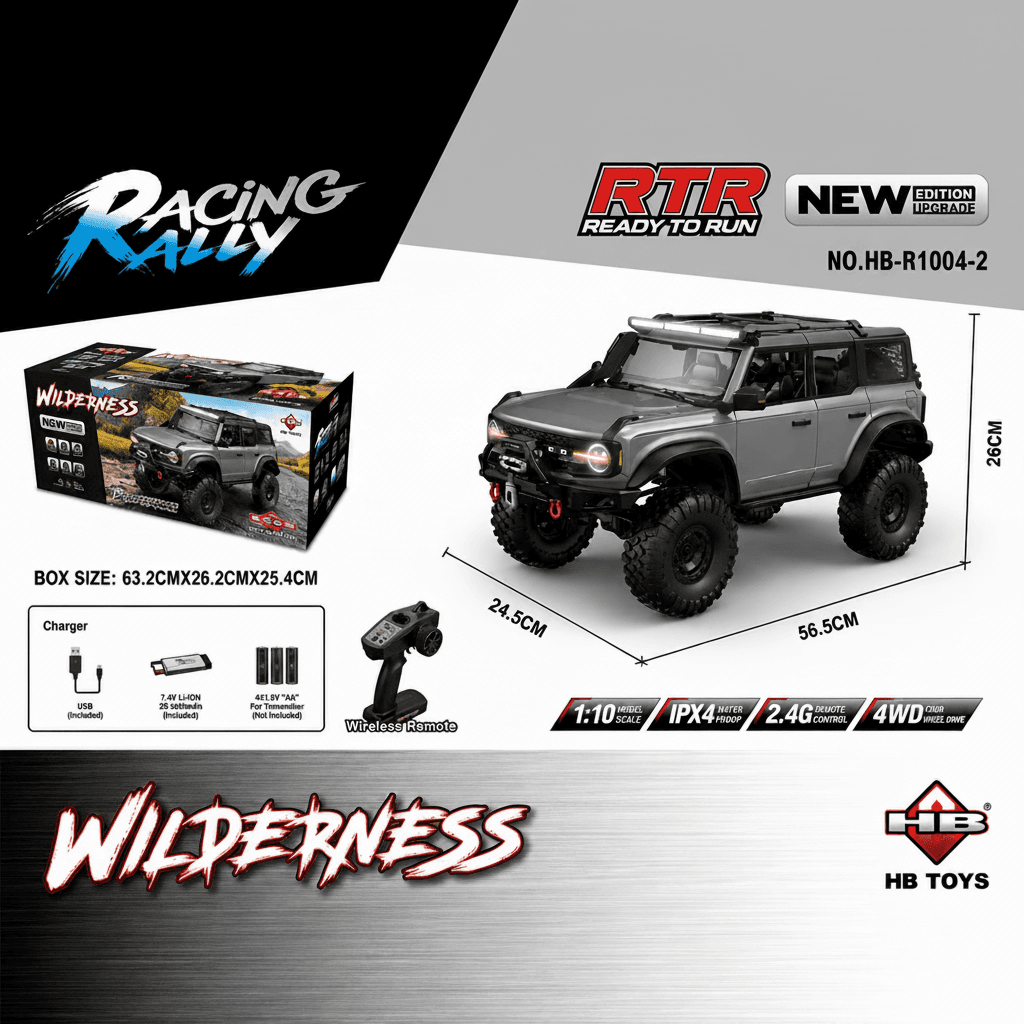 HB Toys R1005-2 Light Grey 1:10 Ford bronco Upgraded version RC rock crawler